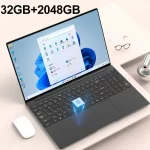 15.6″ Gamer Laptop 32GB Ram DDR4 2TB SSD Intel N5095 Office Computer with Backlit Fingerprint Color : black